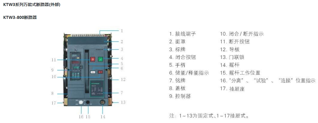 科麦罗智能型框架万能断路器KTW3-3200/3P M型 2500A