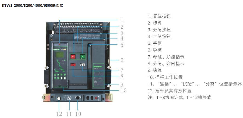 科麦罗智能型框架万能断路器KTW3-3200/3P M型 2500A