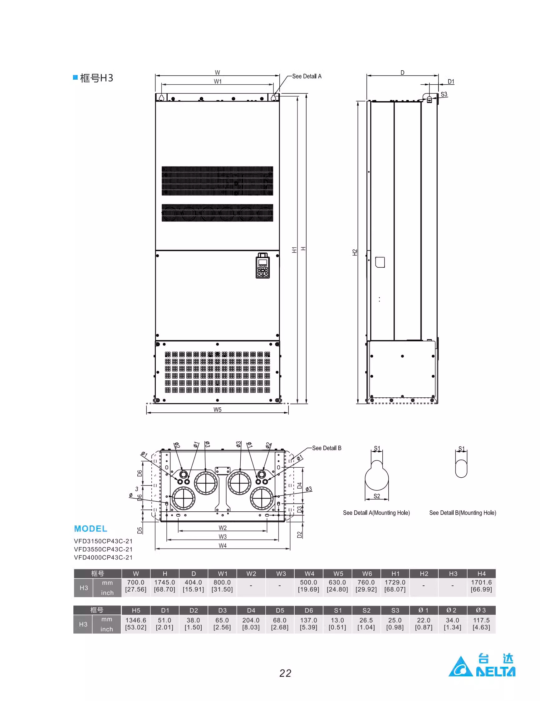 ̨ƵˮCP2000ϵ VFD055CP43B-21(5.5KW)