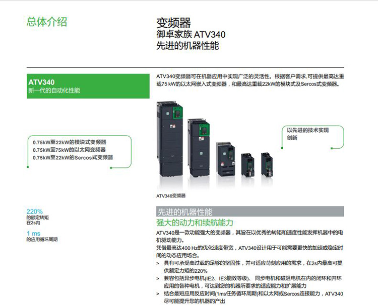 SCHNEIDER/施耐德电气 ATV340系列高性能闭环矢量型变频器 ATV340U22N4 (模式块) 2.2kW 三相380-480V