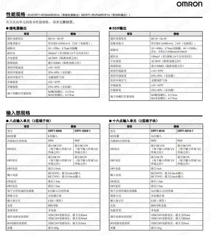 OMRON欧姆龙 数字量输入输出模块 DRT2-MD16S