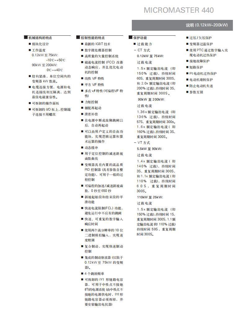 SIEMENS/西门子 MM440系列通用型变频器 6SE6440-2UD22-2BA1