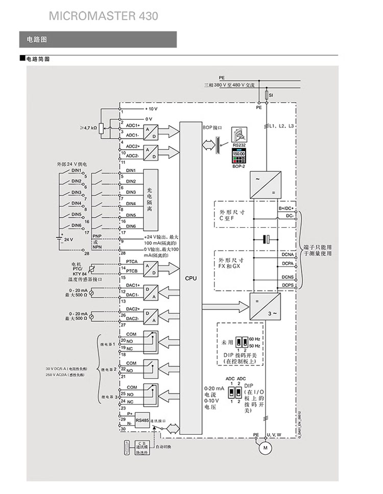 SIEMENS/西门子 MM430系列通用型风机水泵变频器 6SE6430-2AD37-5FA0 ( 75kW 带滤波器 )