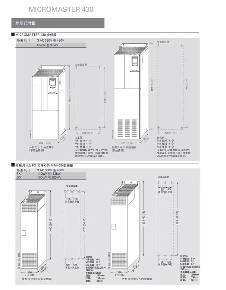 SIEMENS/西门子 MM430系列通用型风机水泵变频器 6SE6430-2AD37-5FA0 ( 75kW 带滤波器 )