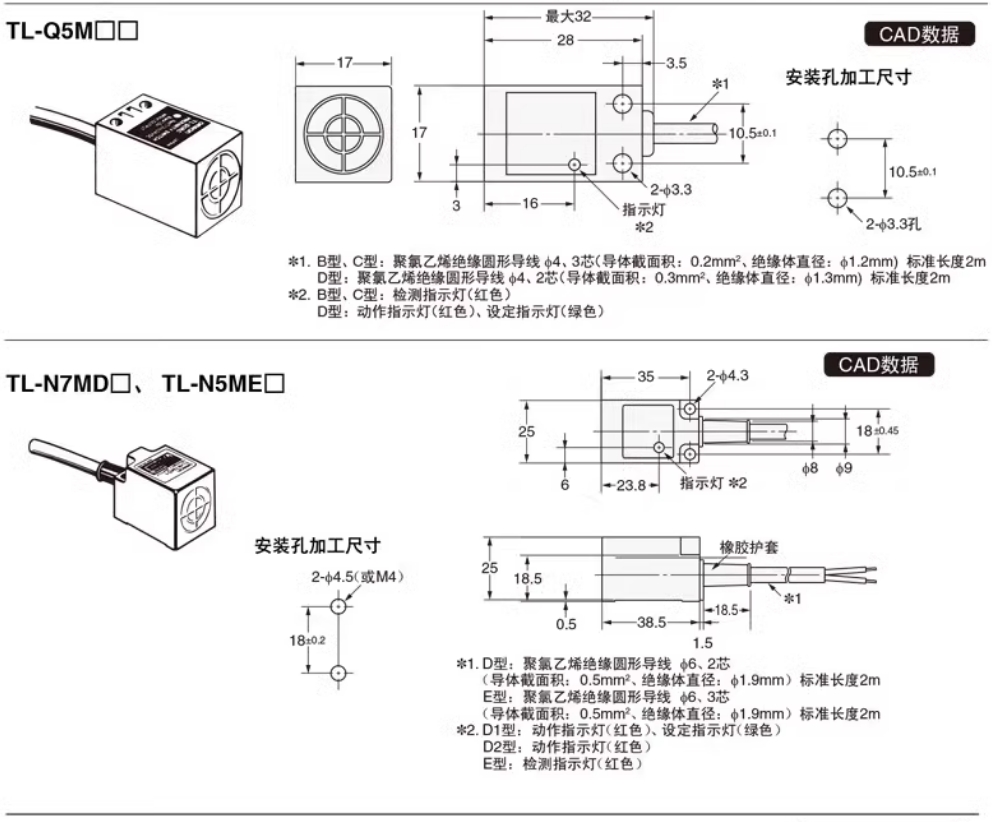欧姆龙方形接近开关TL-Q5MC2-Z 【NPN常闭5MM】