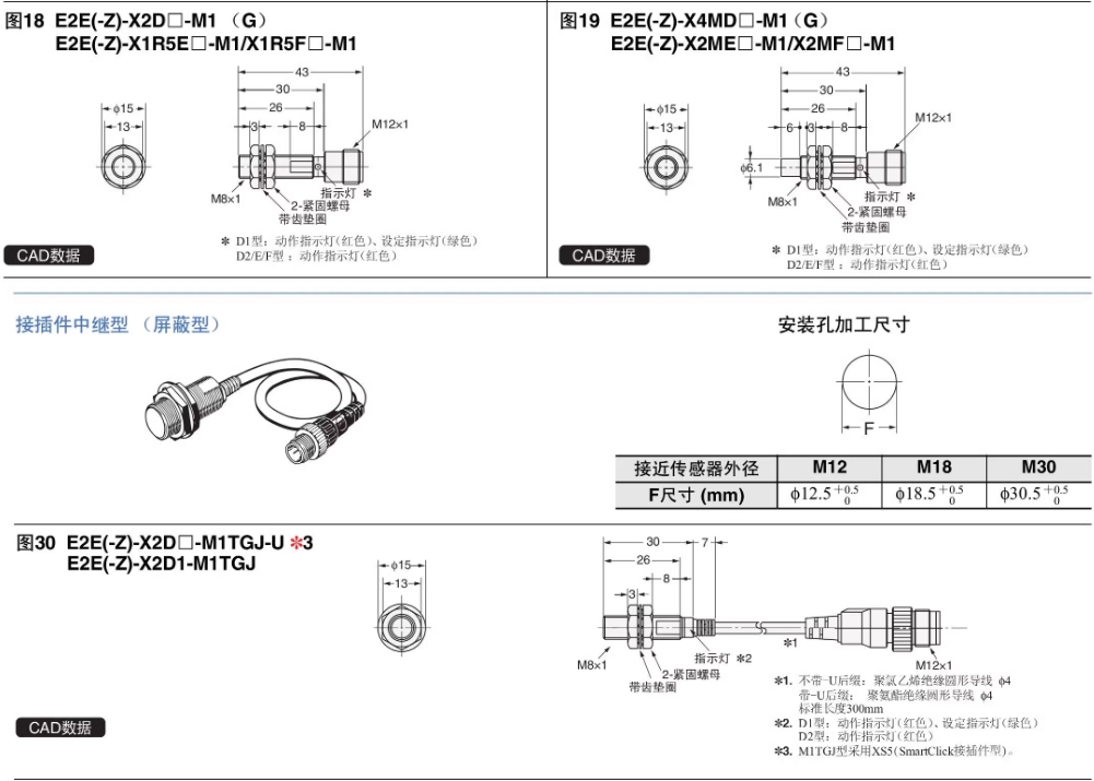 欧姆龙接近开关传感器E2E-X5E1-Z（直径18MM）