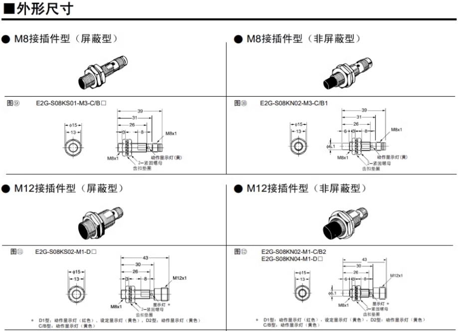 欧姆龙接近开关E2B-S08LS01-WP-B1（PNP长螺纹）