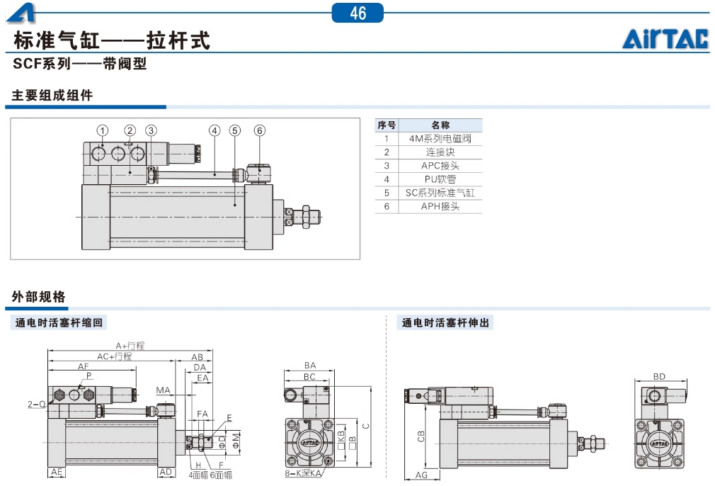 亚德客气动小型标准气缸SC160X250S